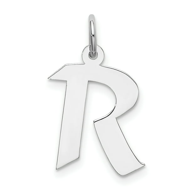 Sterling Silver Rhodium-plated Medium Artisan Block Initial B Charm
